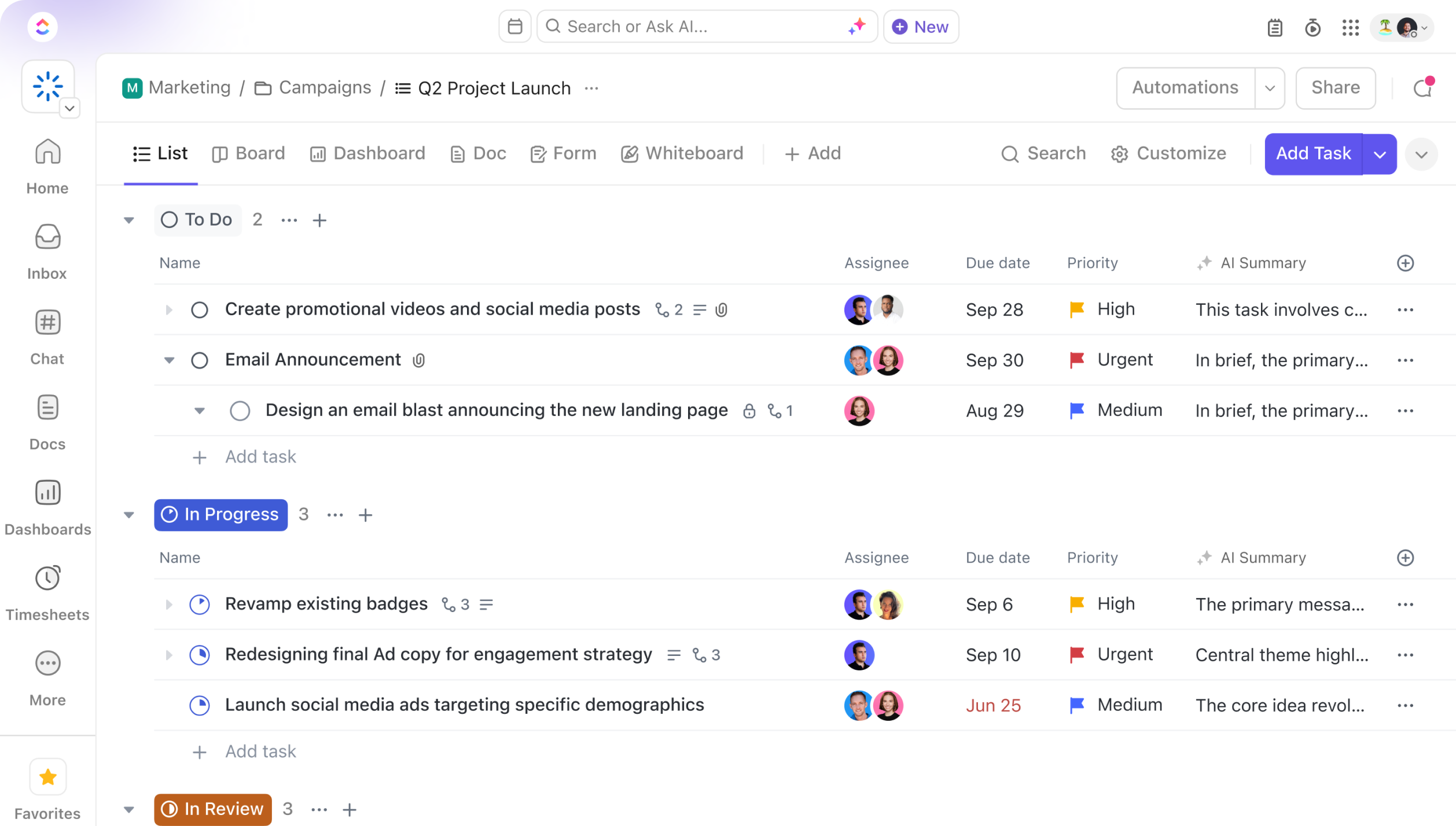 ClickUp task management