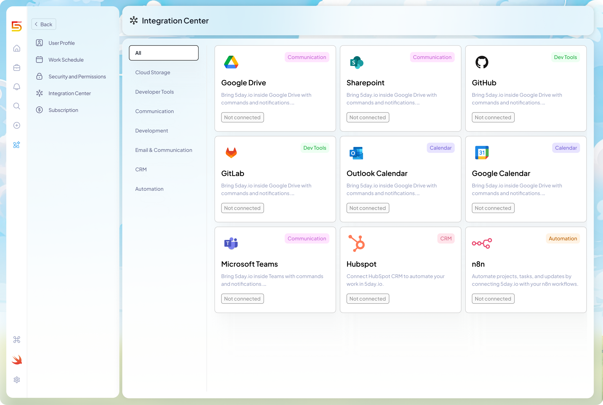 Integrations in 5day.io