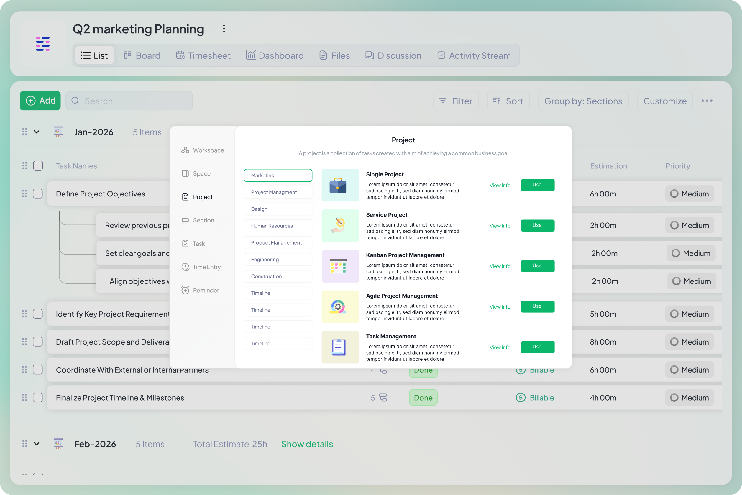 Marketing Templates in 5day.io