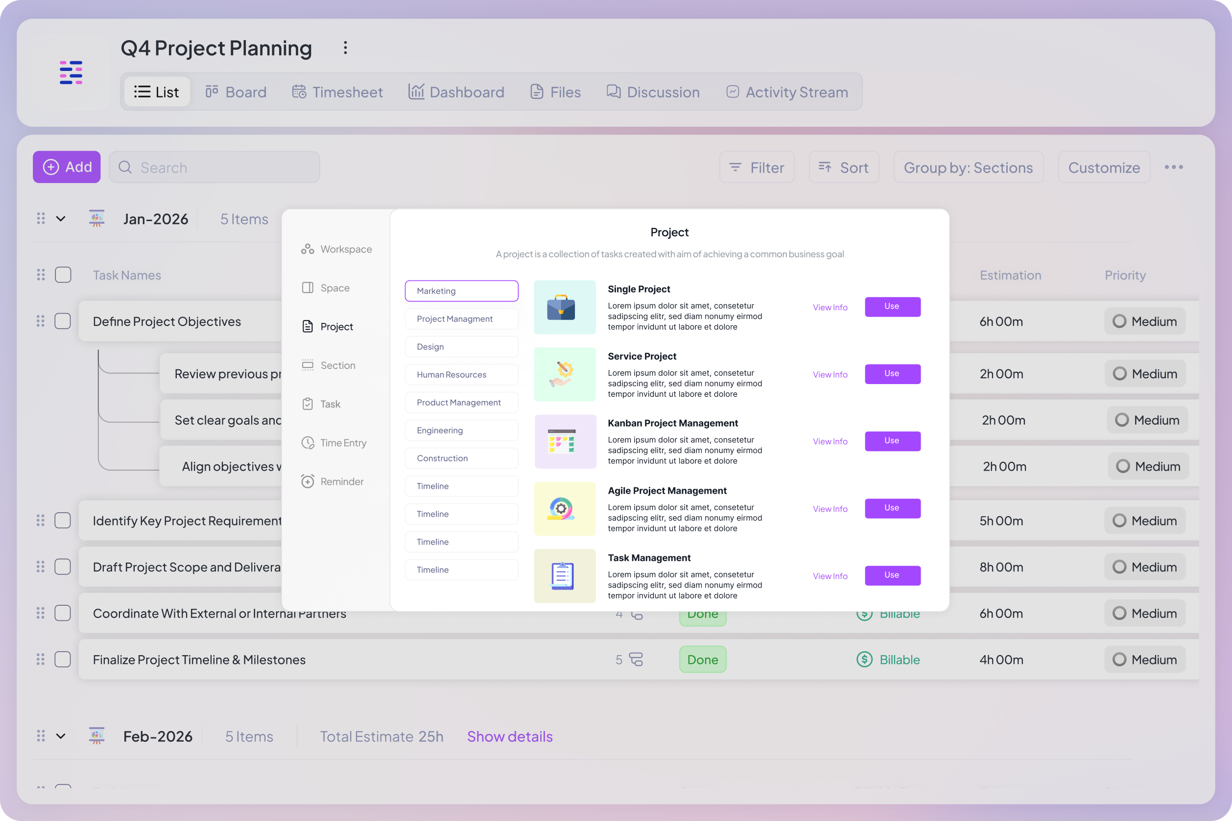 Marketing Templates in 5day.io