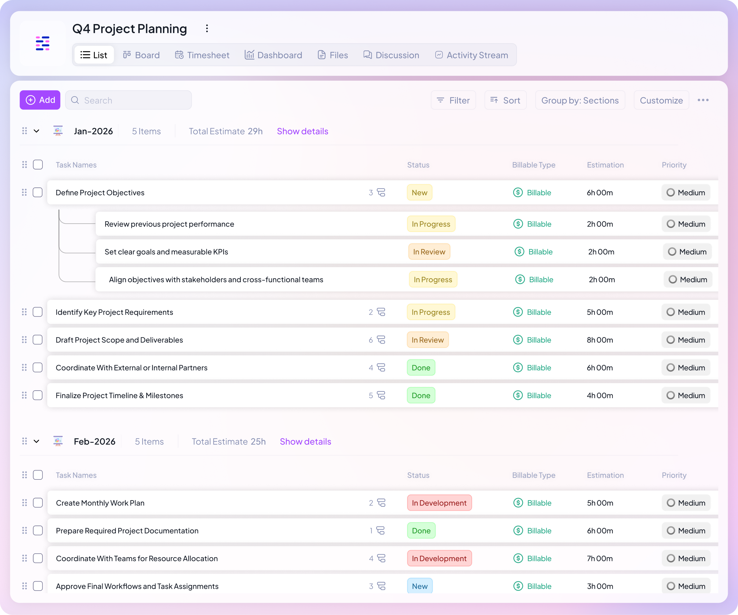 Task Dependency in 5day.io