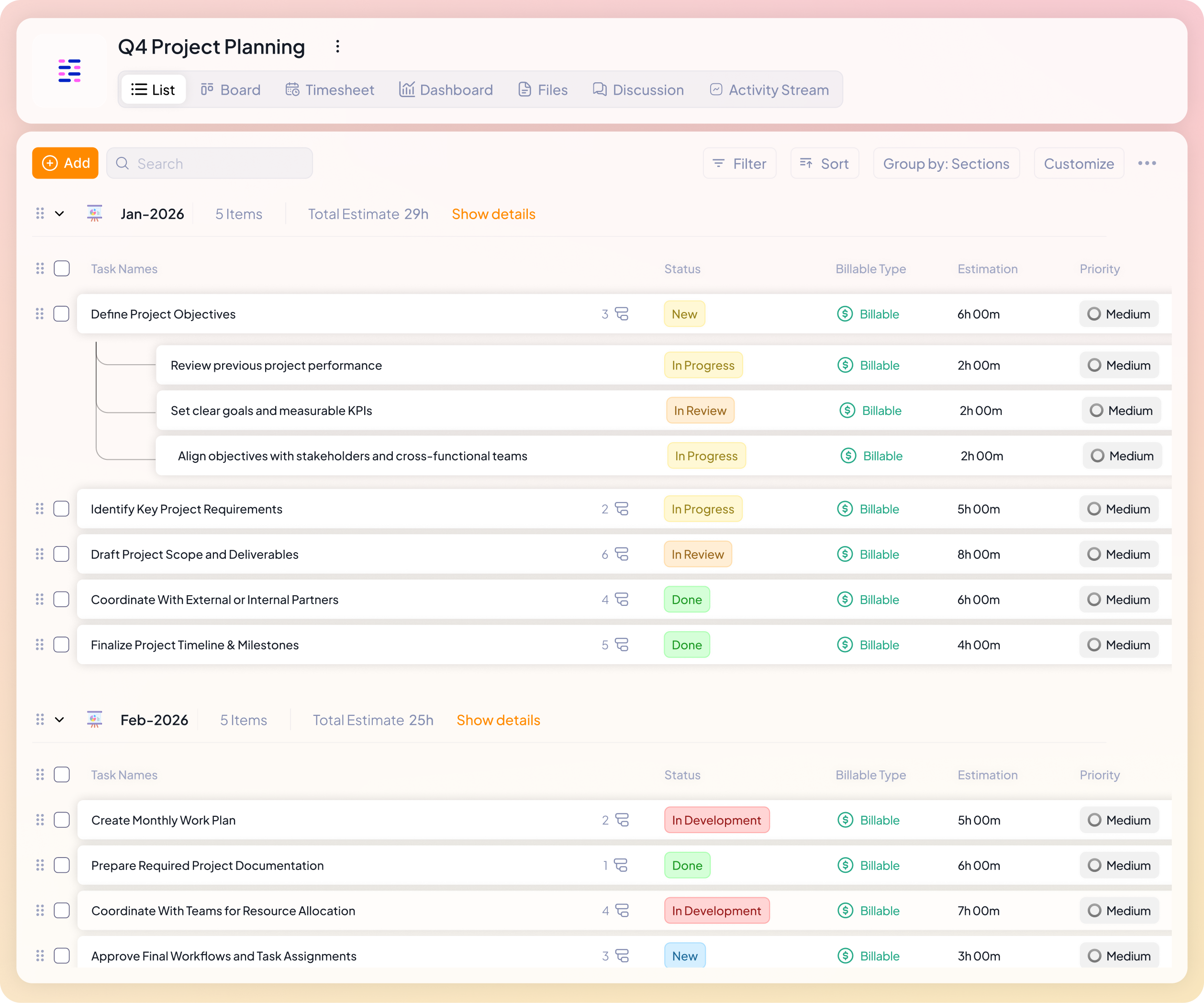Task management in 5day.io