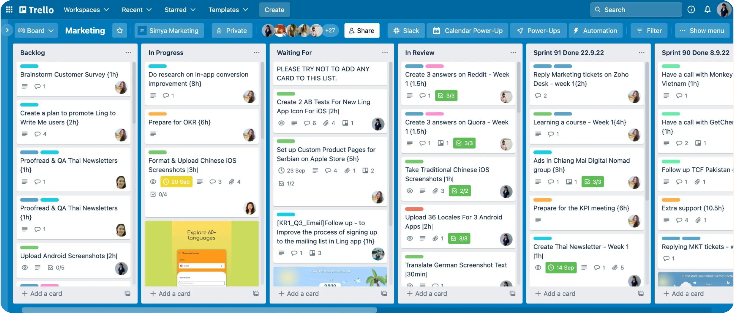 Trello planning and execution