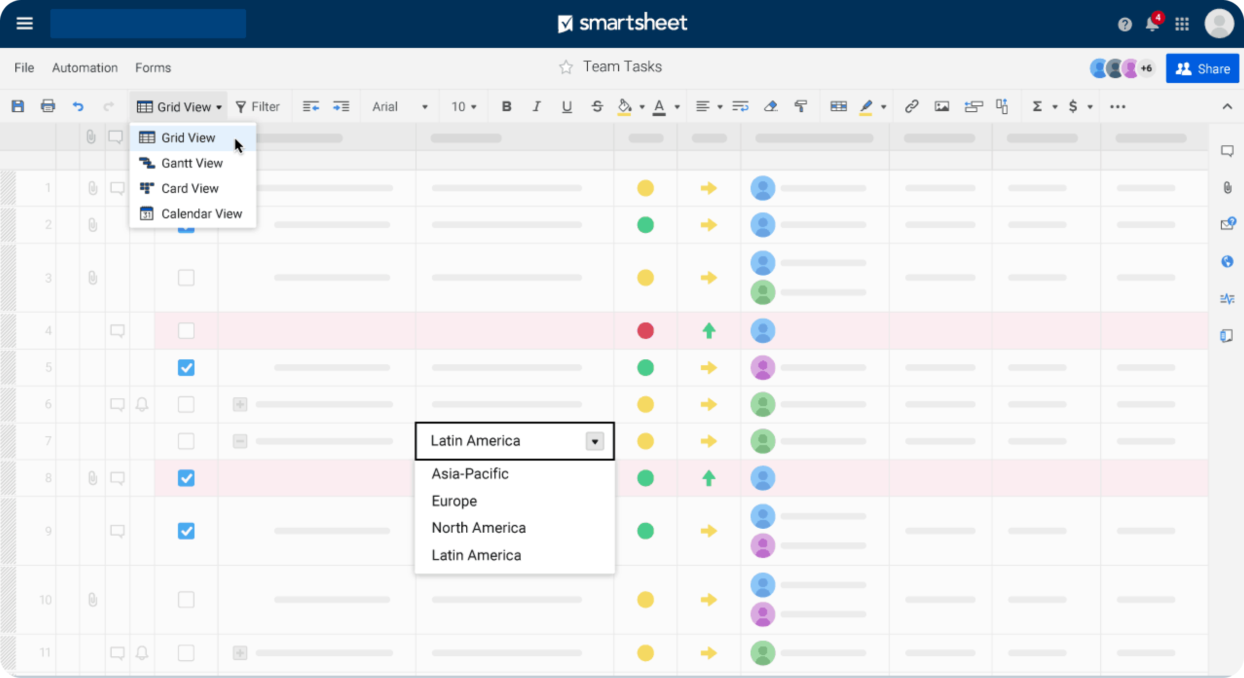 Smartsheet Grid view