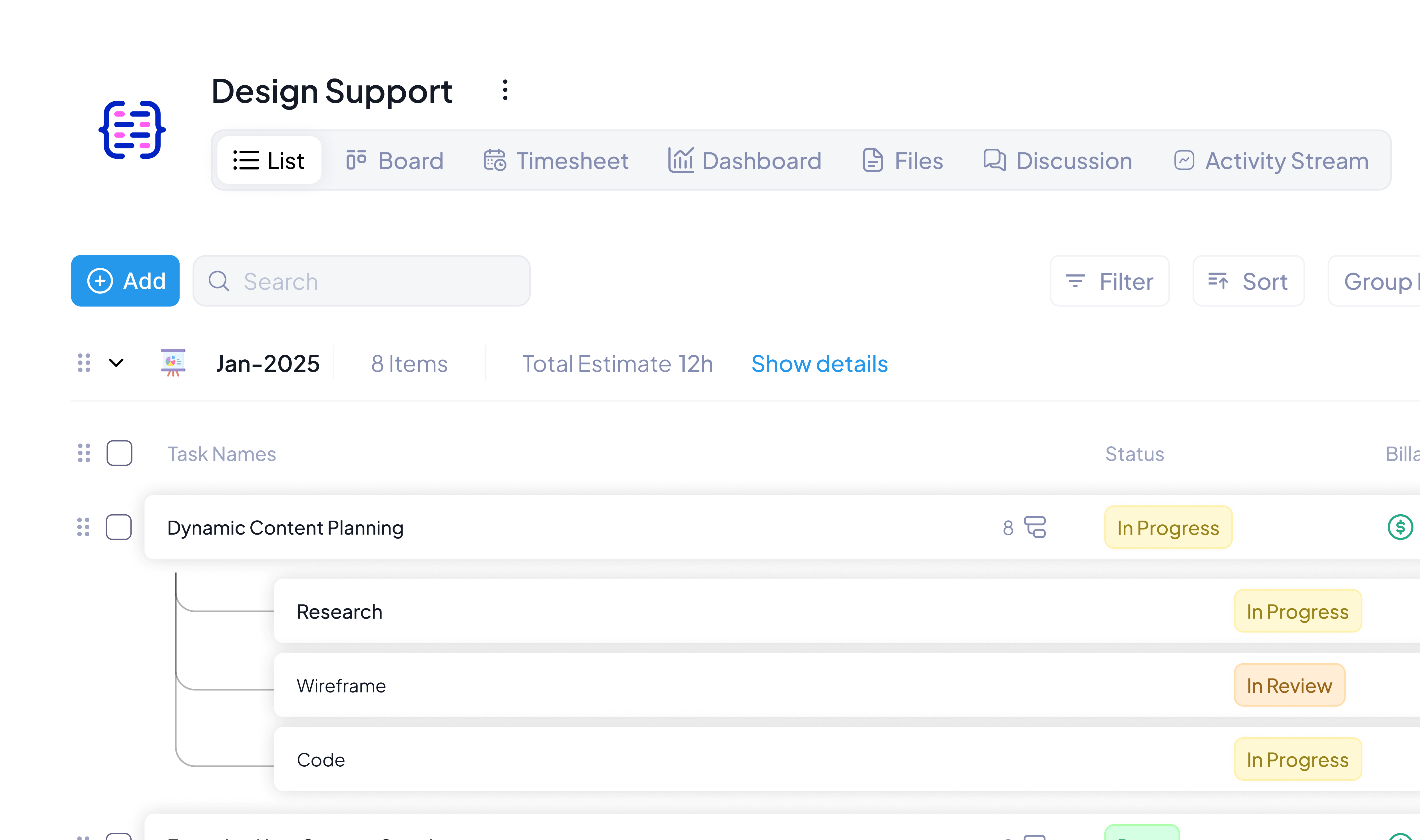 Tasks and Subtasks in 5day.io