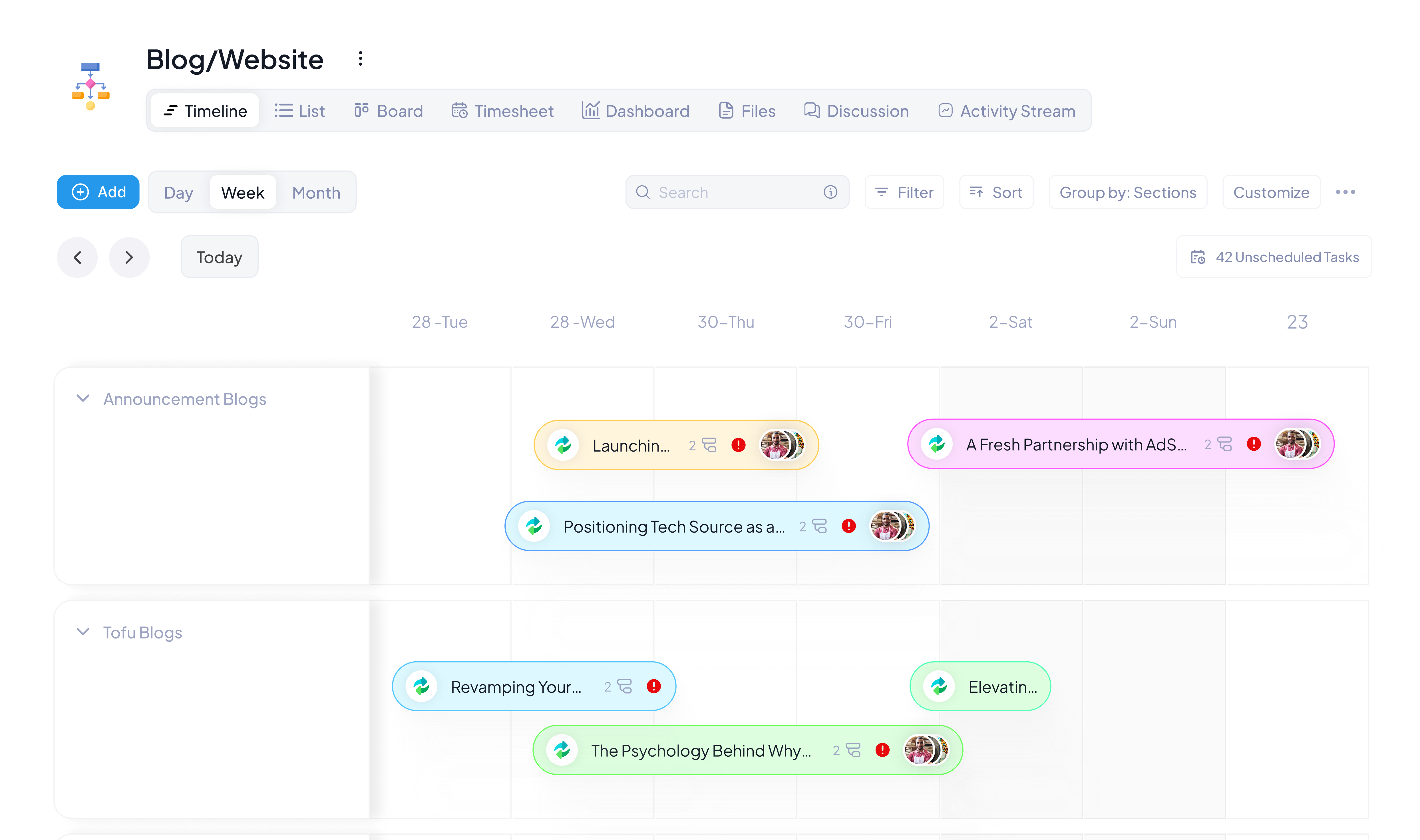 Timeline View in 5day.io