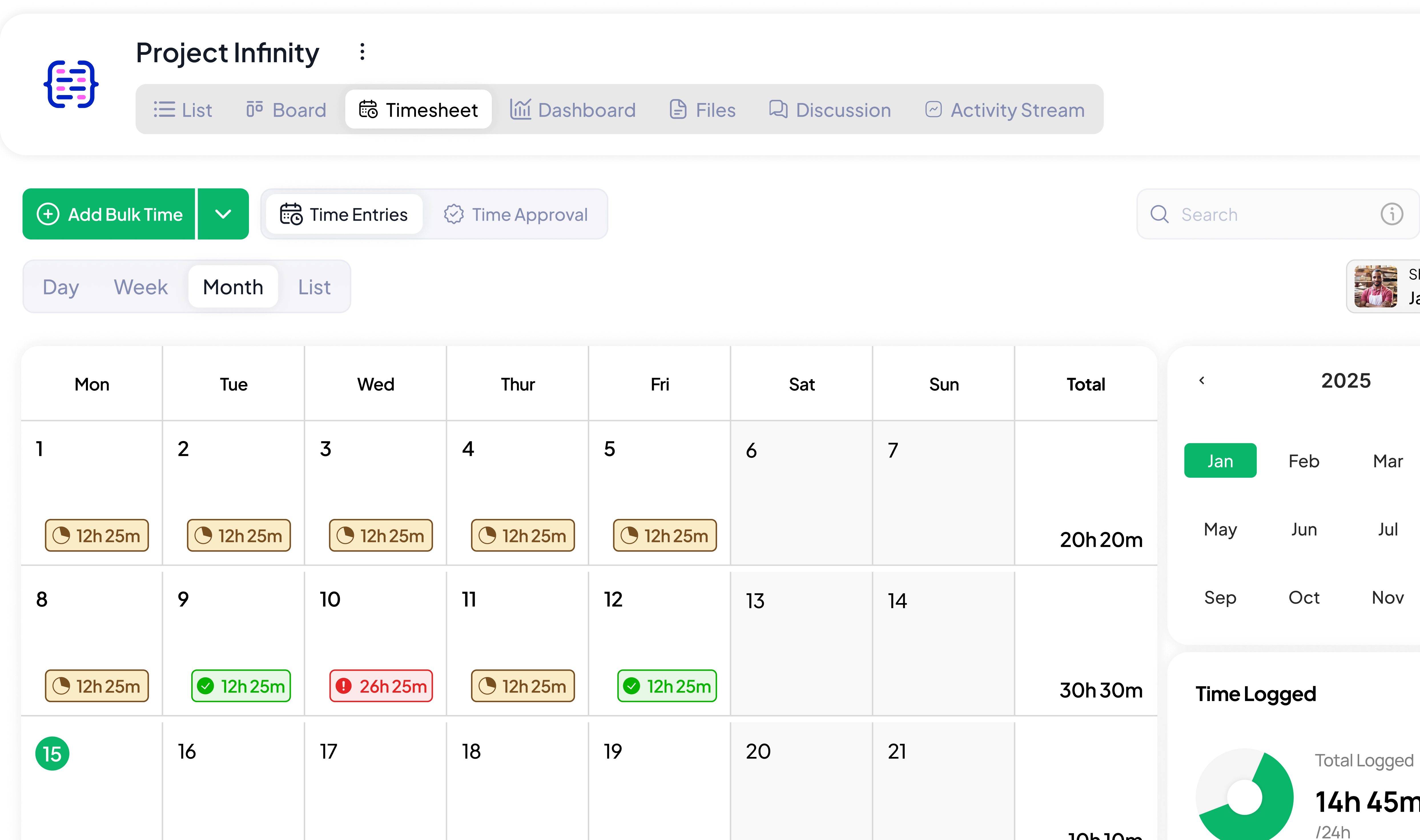 Timesheet in 5day.io