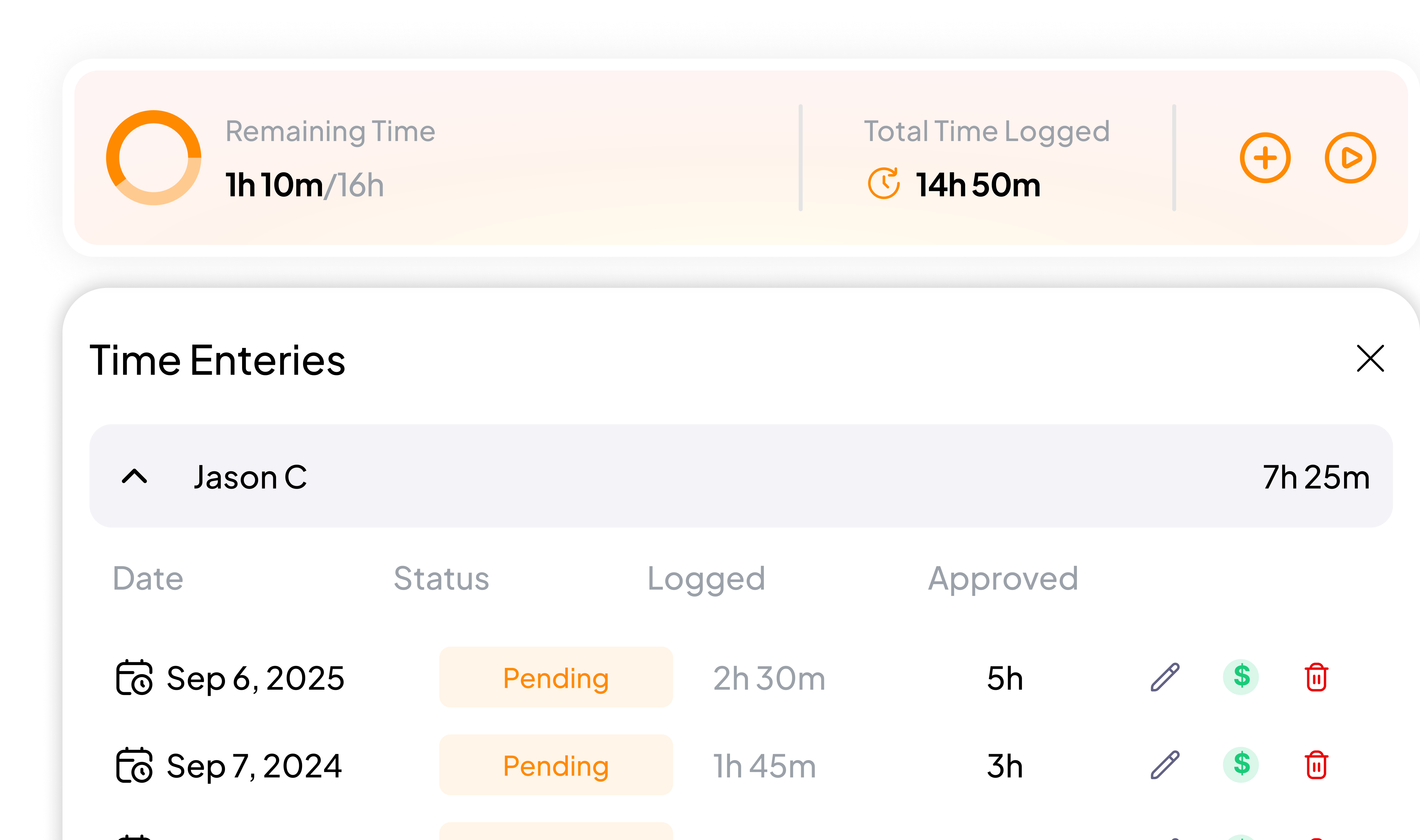 Time Entry in 5day.io
