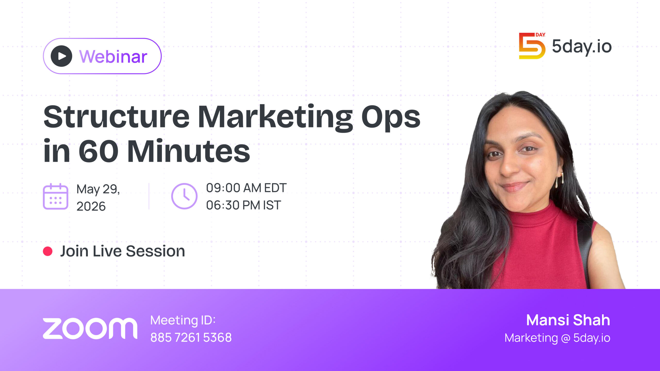 Structure Marketing Ops in 60 Minutes Webinar by 5day.io