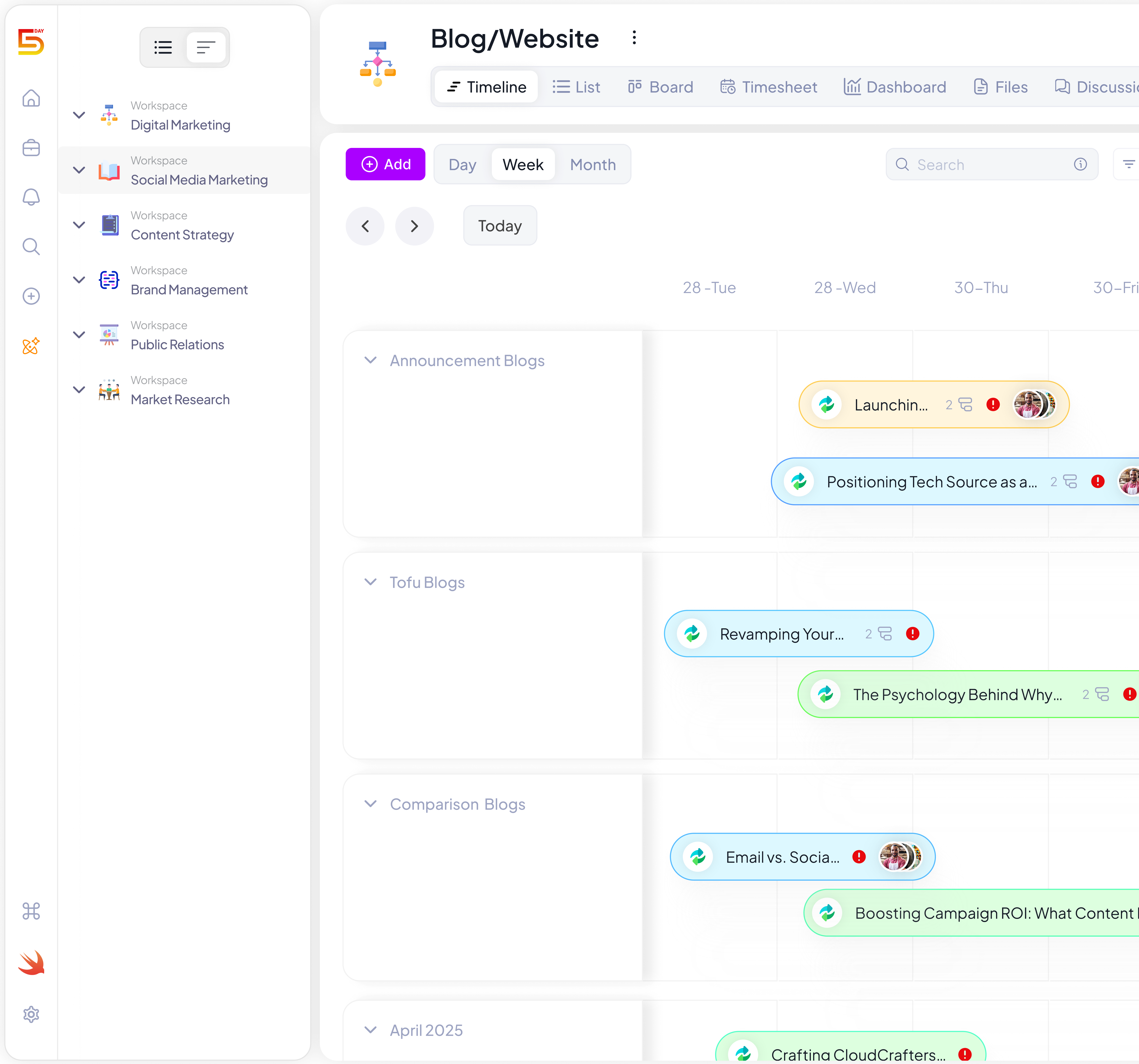 Timeline View in 5day.io