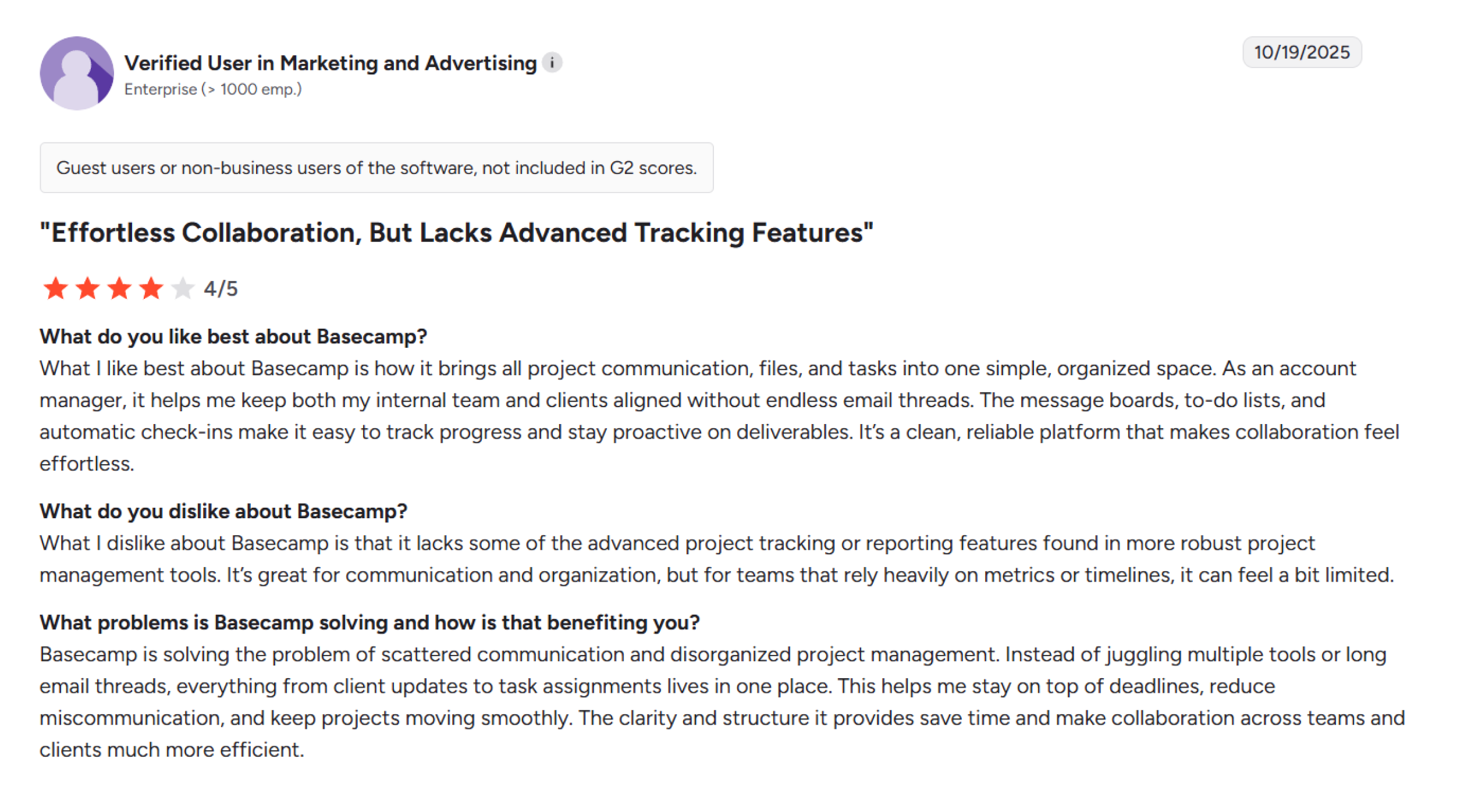 Basecamp G2 review