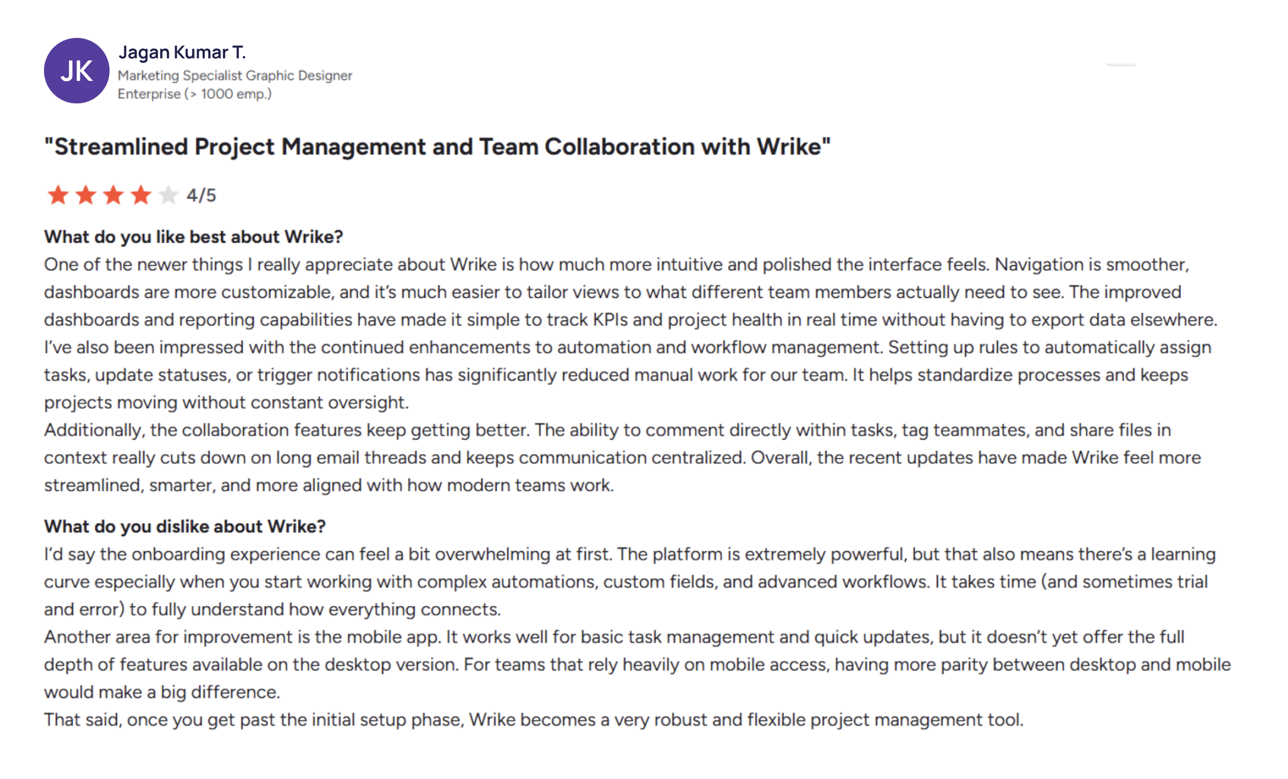 Wrike G2 review