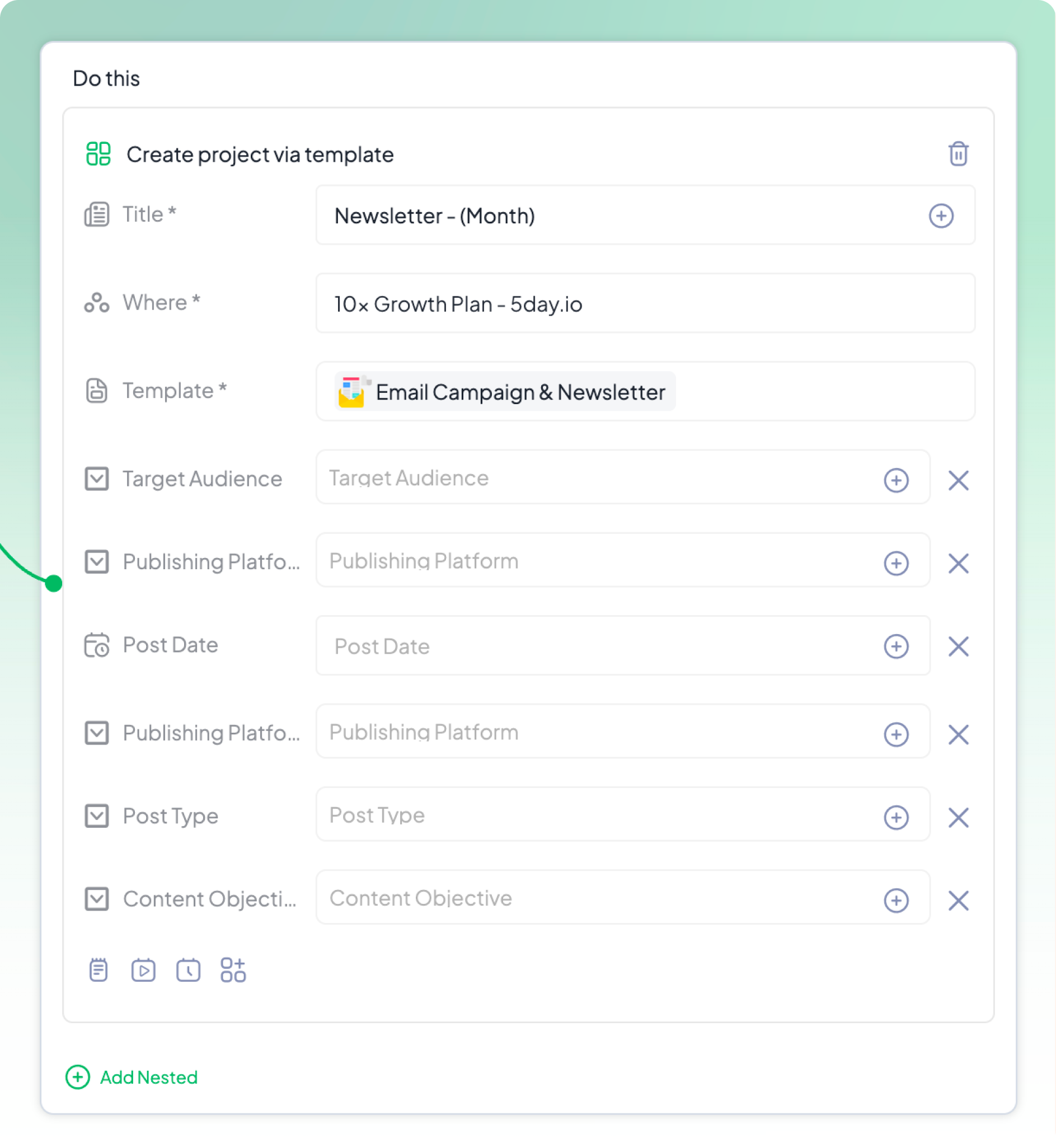 Auto project Creation in 5day.io