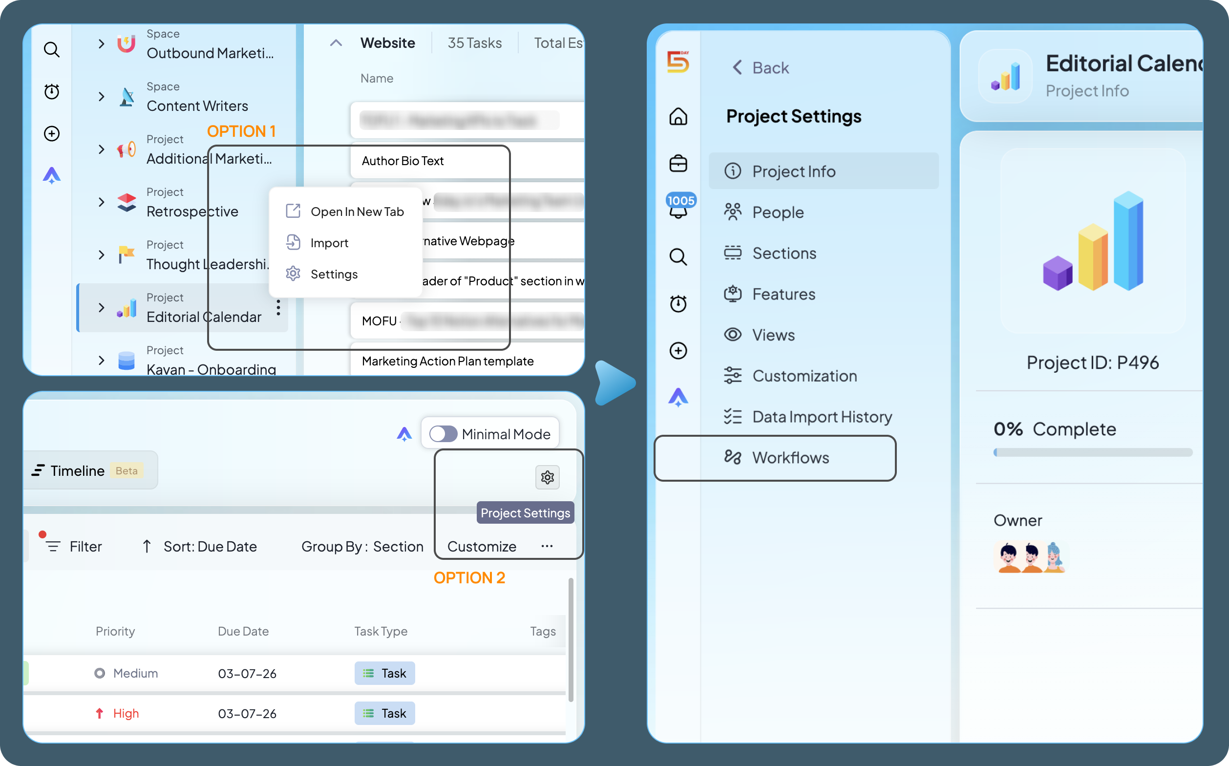 Automation in 5day.io Navigation