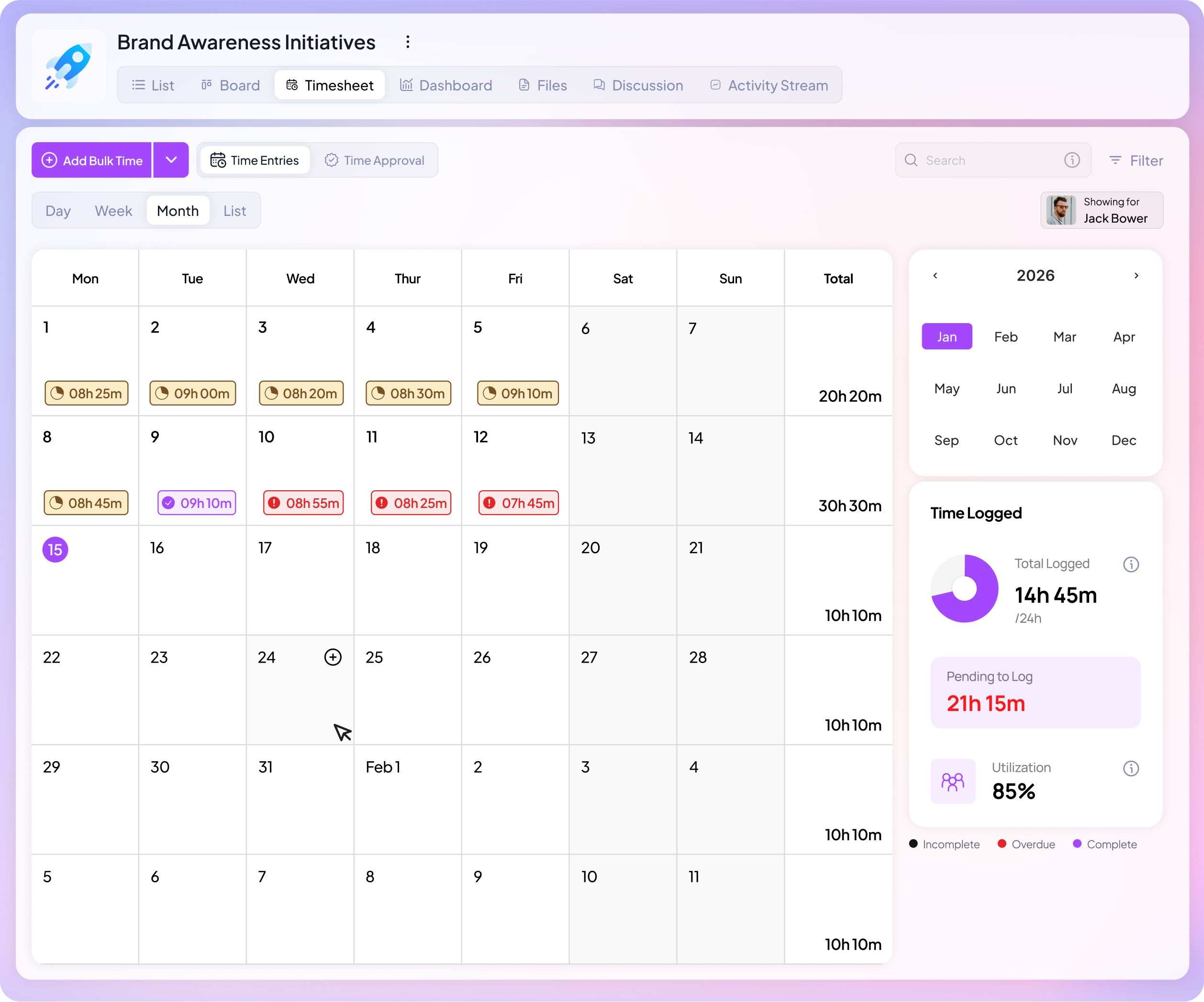 Capacity View in Timesheet