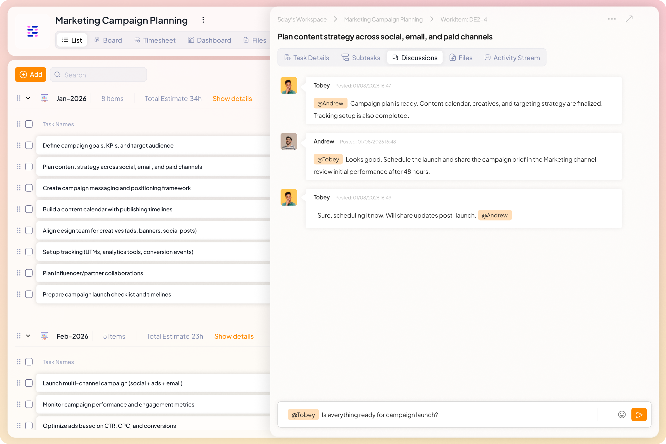 Discussion in 5day.io 